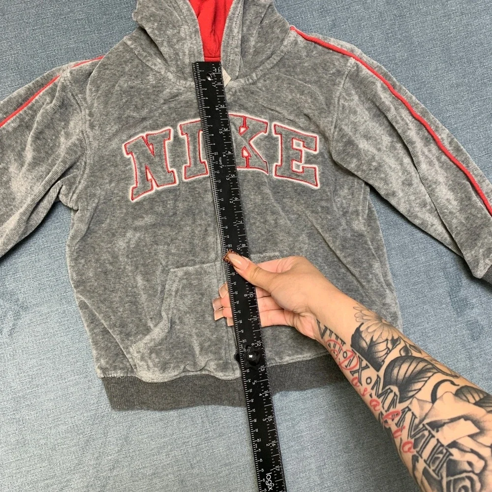 Nike Hoodie Toddlers 4T Gray Spellout Logo Kangaroo Pockets Full Zip Long Sleeve